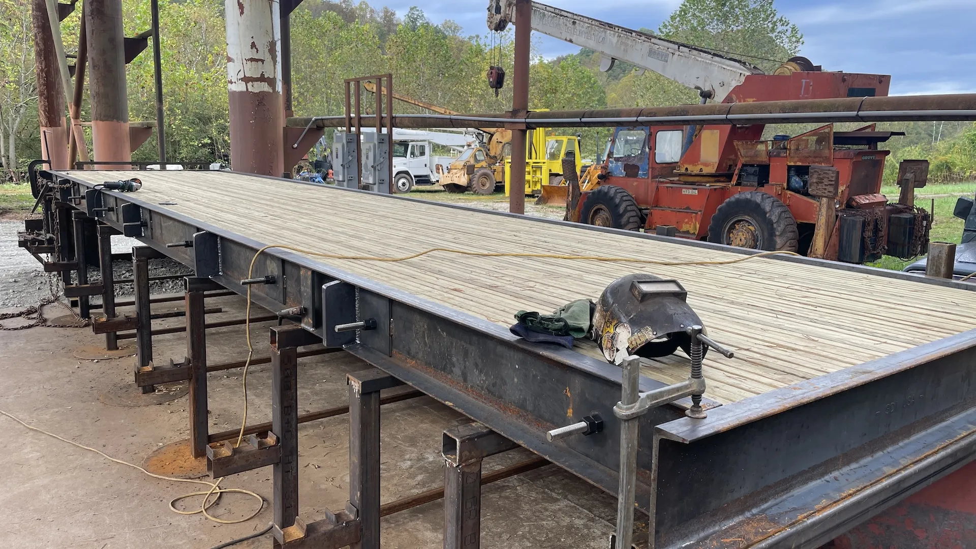 Bridge panel being manufactured