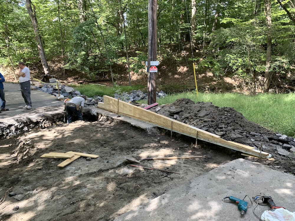 Formwork for new concrete bridge approach
