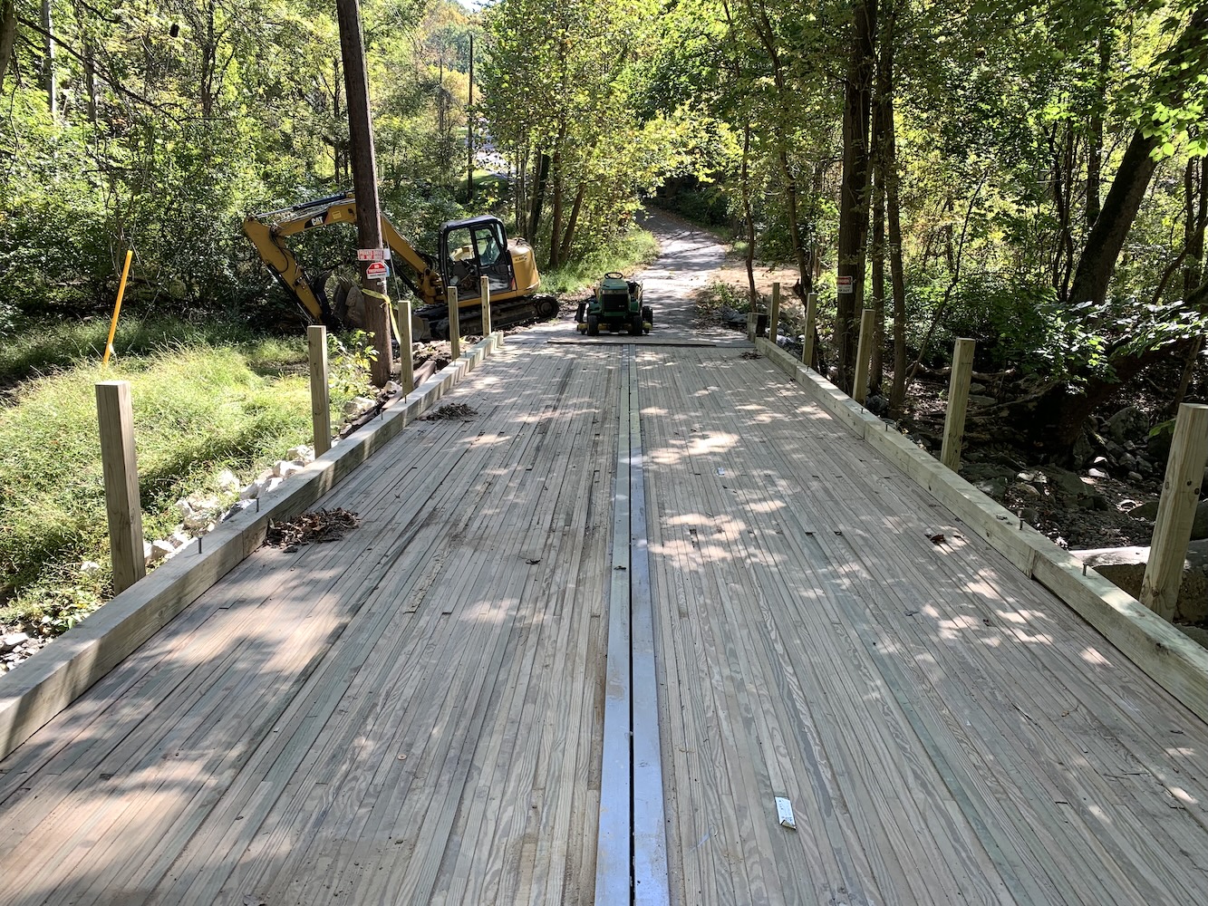 Bridge deck with railing posts installed