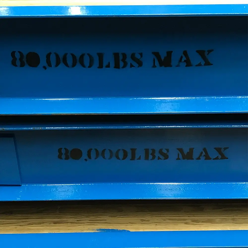 AASHTO HS-20 bridge certification plate showing 80,000-lb maximum load capacity