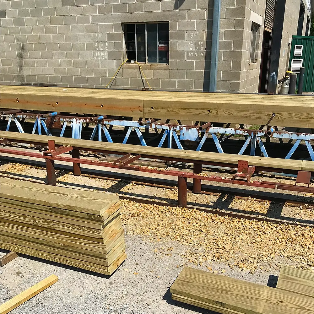 Bridge panels being assembled